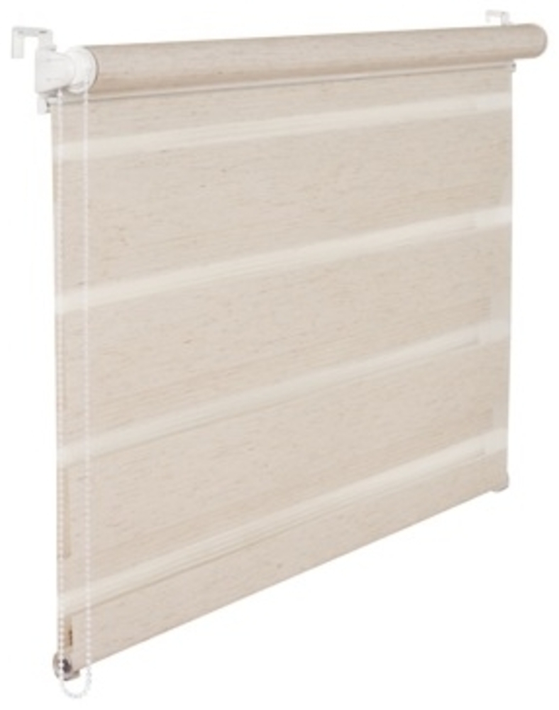Doppelrollo Duorollo 110 cm breit 150 cm lang natur beige inkl. Seilzug Fensterrollo Klemmrollo Jalo Bild 1
