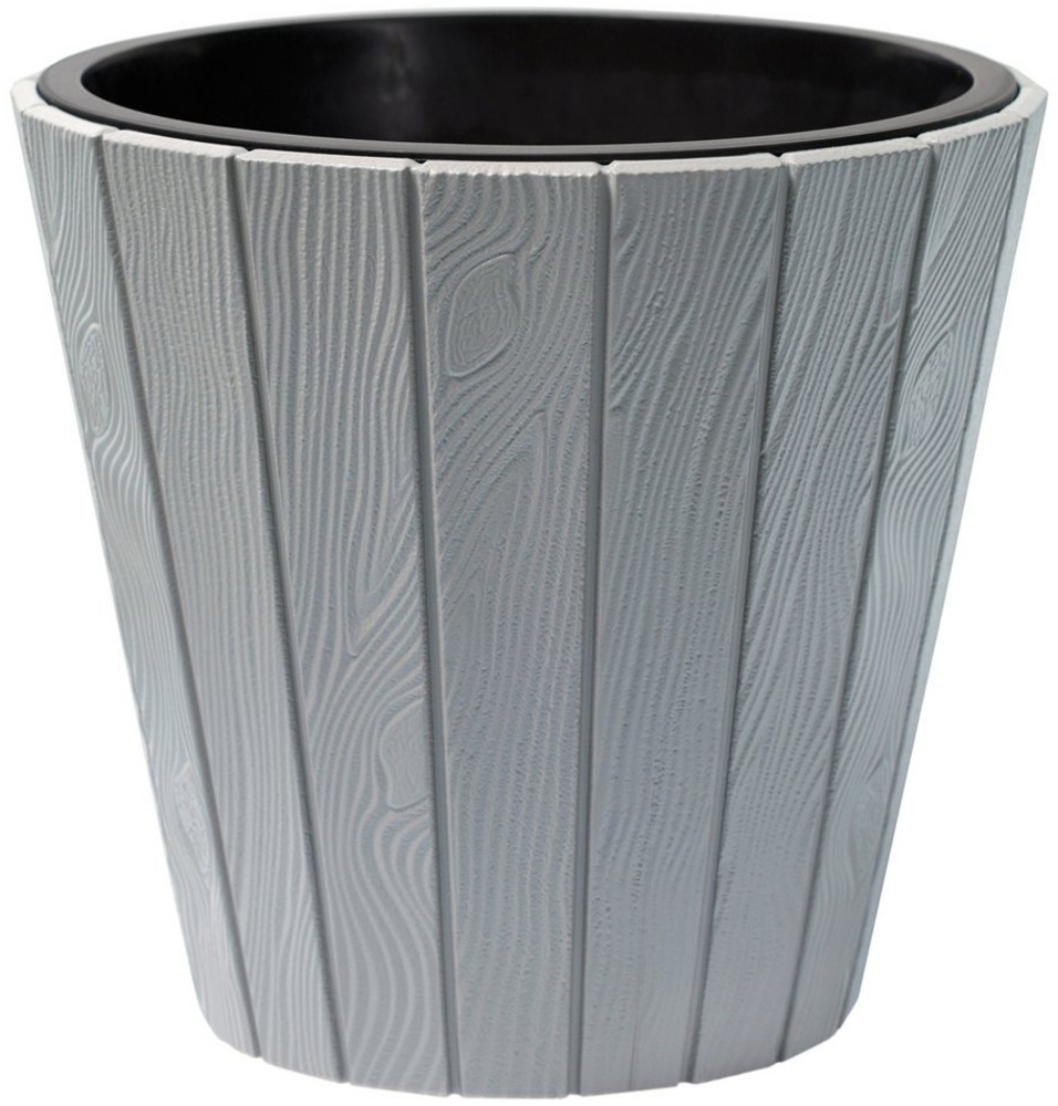 KAGM Pflanzkübel Blumenkübel Blumentopf in Holzoptik inkl. Pflanzeinsatz Grau 3 Größen Bild 1