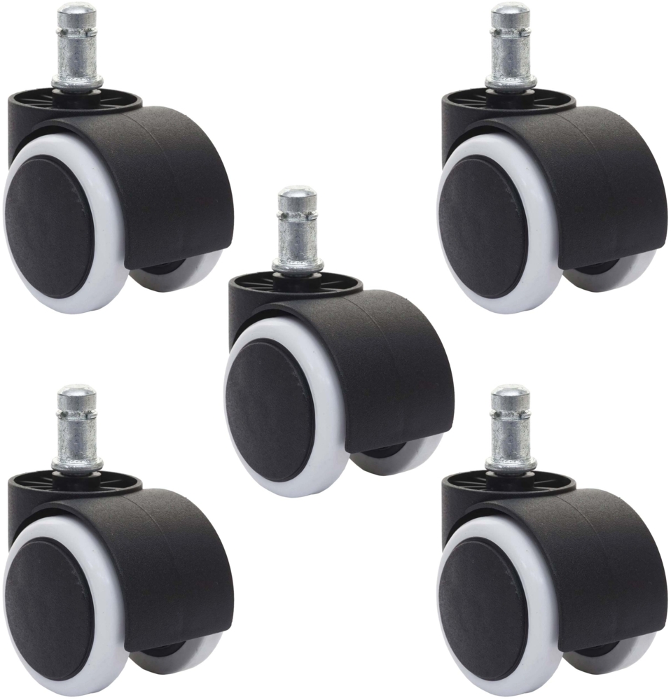 5er-Set Universalrollen HWC-L92, Bürostuhl-Rollen Stuhlrollen Möbelrolle Hartbodenrollen, Ø 11mm Bild 1