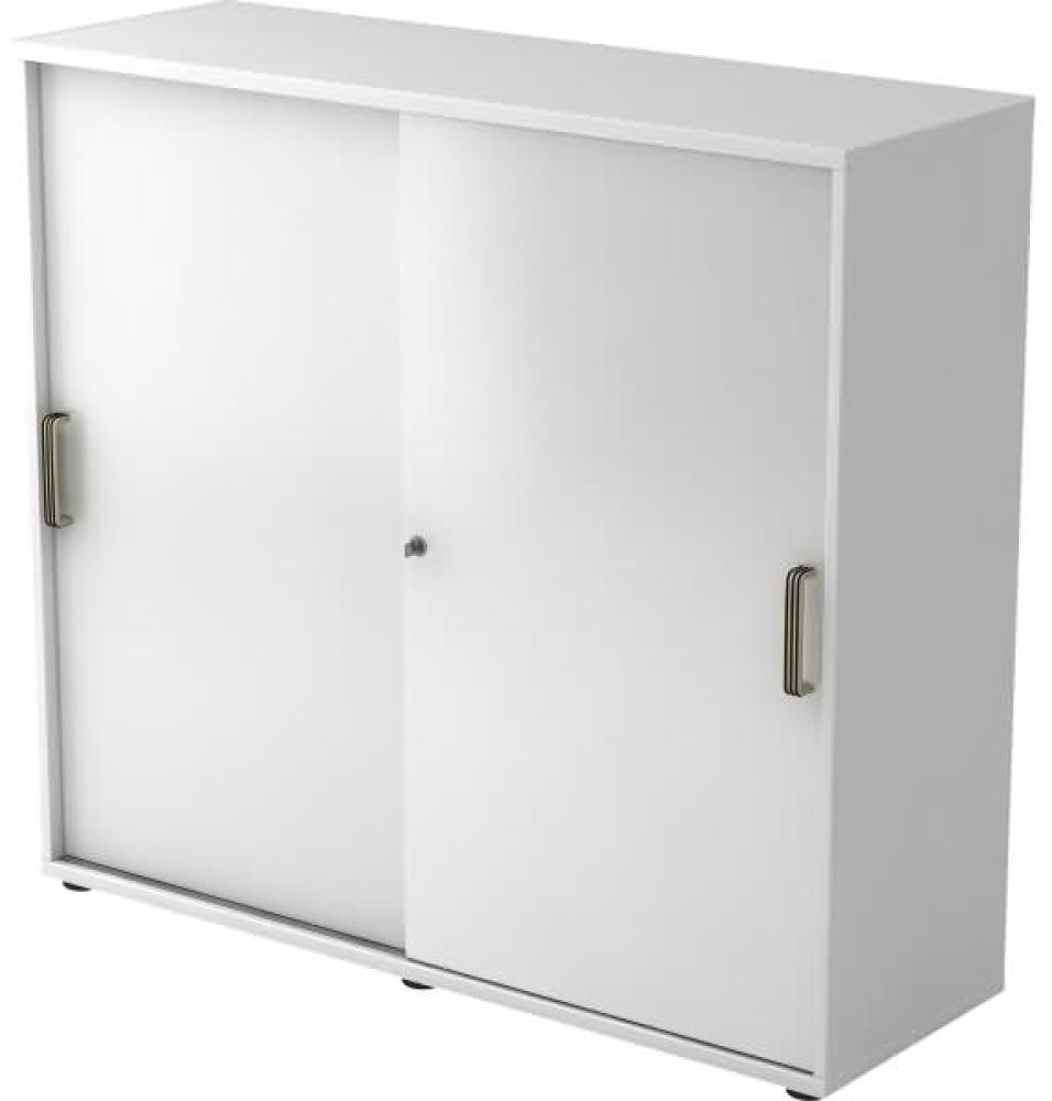 Schiebetürschrank 3 Ordnerhöhen, 120cm SG Weiß Bild 1