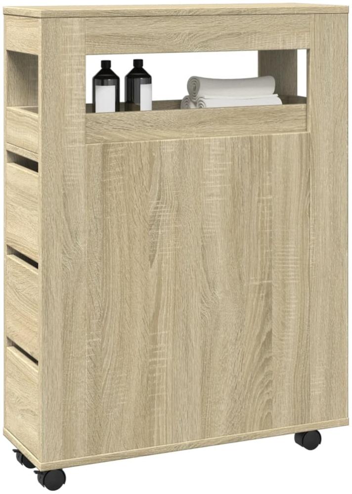 vidaXL Schmaler Badschrank mit Rädern Sonoma-Eiche Holzwerkstoff 855270 Bild 1