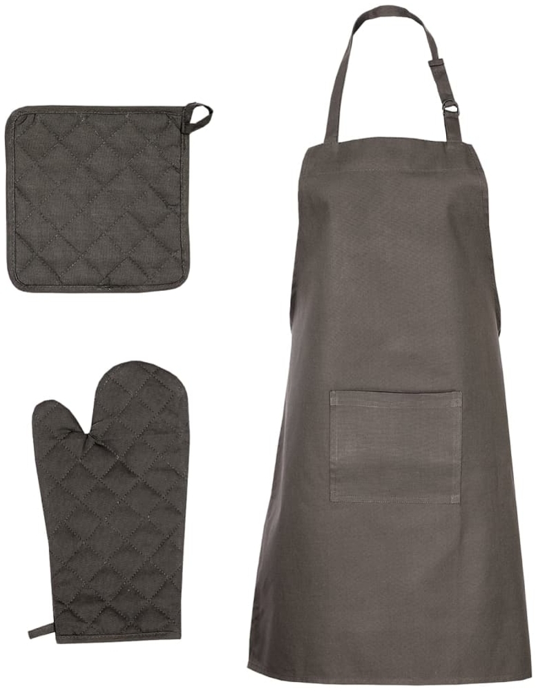 vidaXL 15-tlg. Handtuch-Set Ofenhandschuhe & Topfhalter, Baumwolle dunkelgrau Bild 1