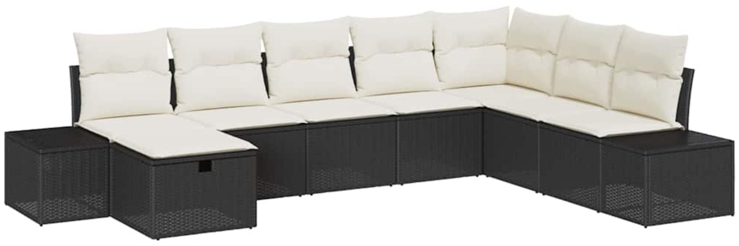 vidaXL Garten-Sofa-Set mit Kissen 8 pcs Schwarz Poly Rattan 3360758 Bild 1
