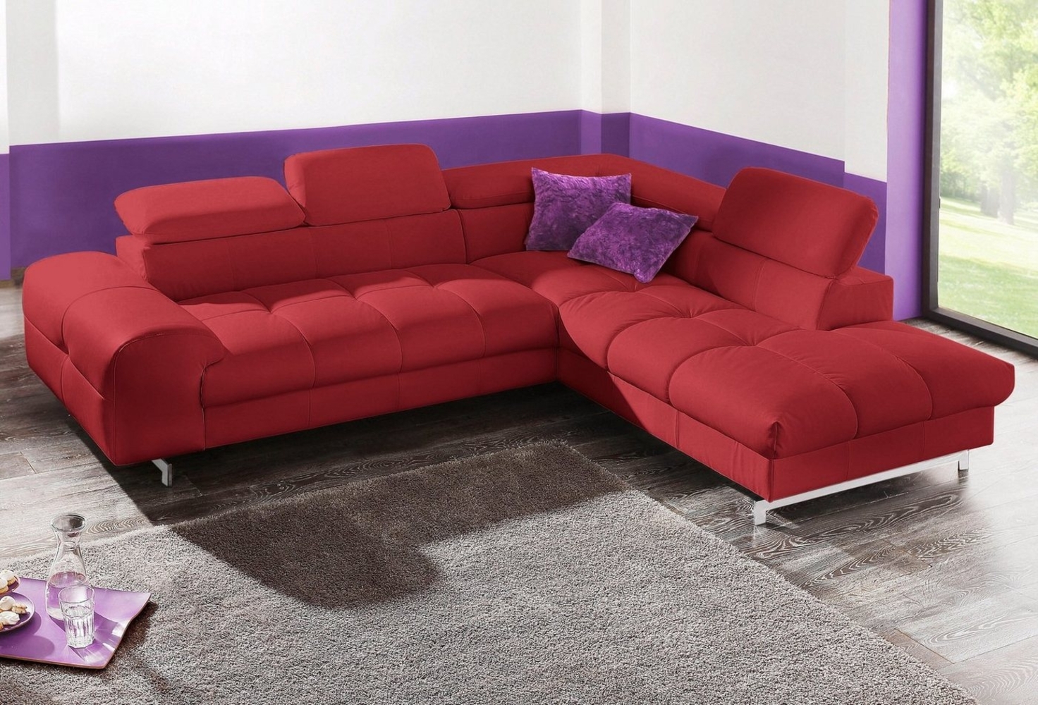 COTTA Ecksofa Chef L-Form, mit Kopfteilverstellung, edle Metallkufen, wahlweise mit Bettfunktion Bild 1