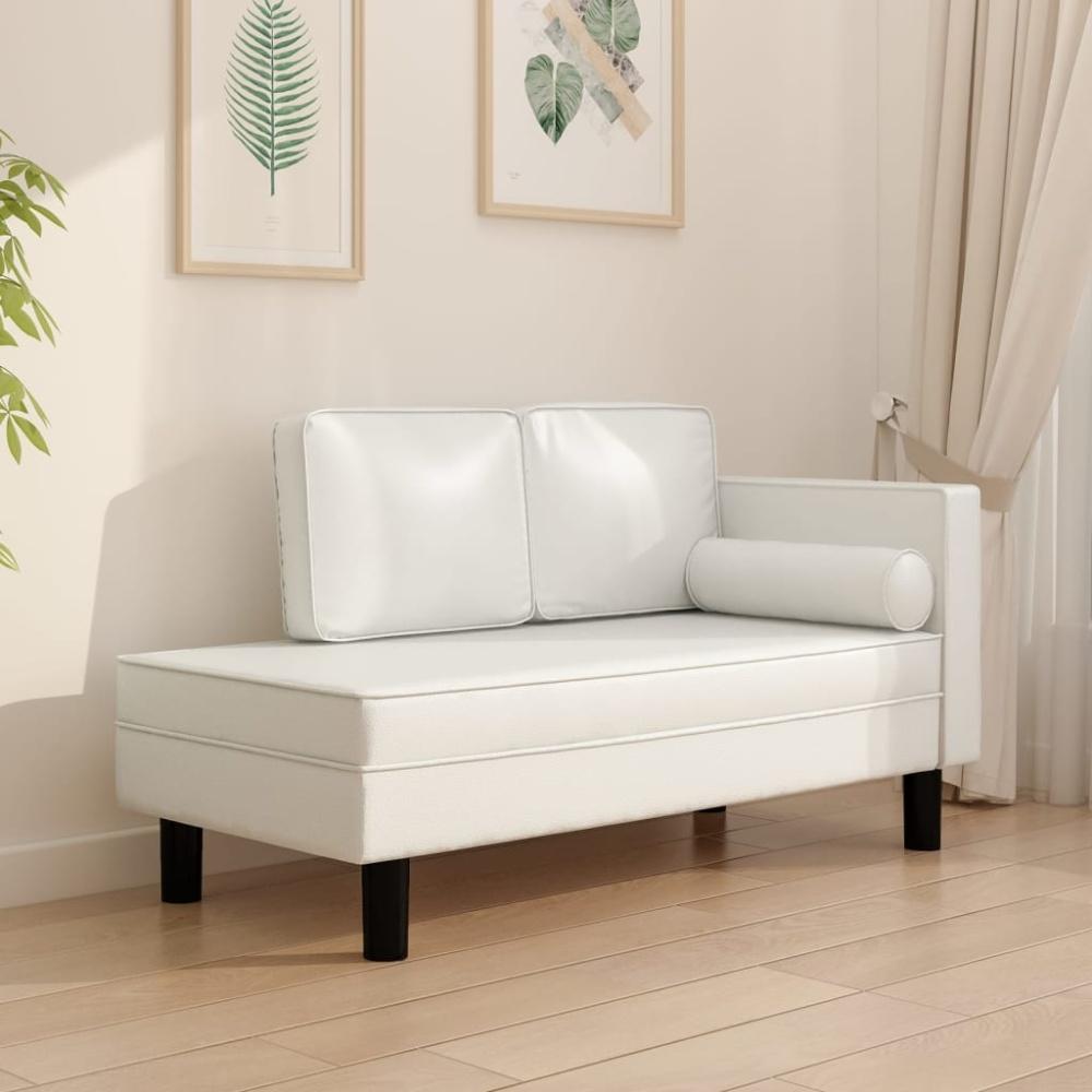 vidaXL Chaiselongue mit Kissen und Nackenrolle Creme Kunstleder 340696 Bild 1