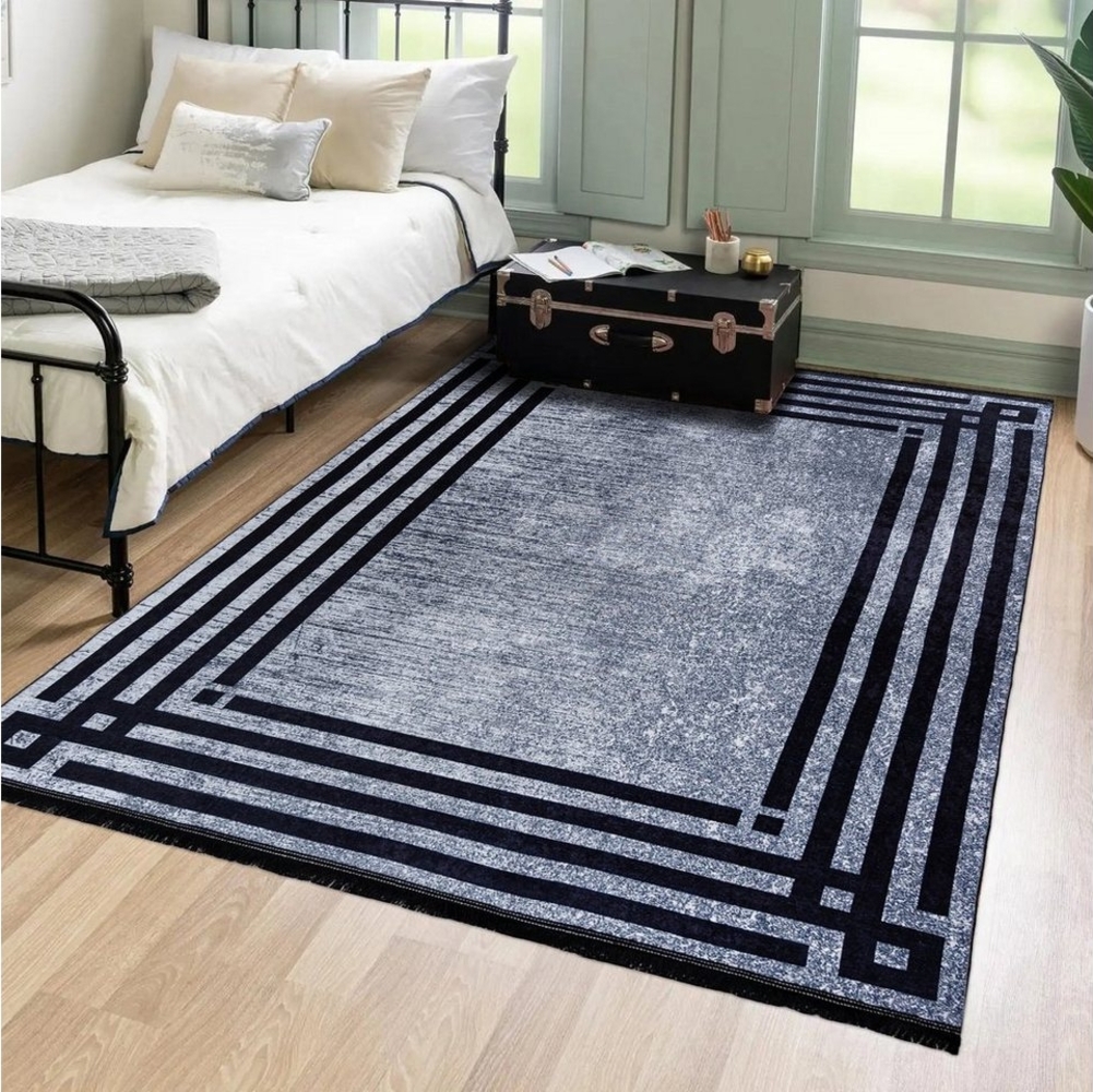 Mazovia Designteppich Modern Teppich für Wohnzimmer, Schlafzimmer, Esszimmer, 80x150 cm, Kurflor, Waschbar in Waschmaschine, Höhe 5 mm, Rutschfest Bild 1