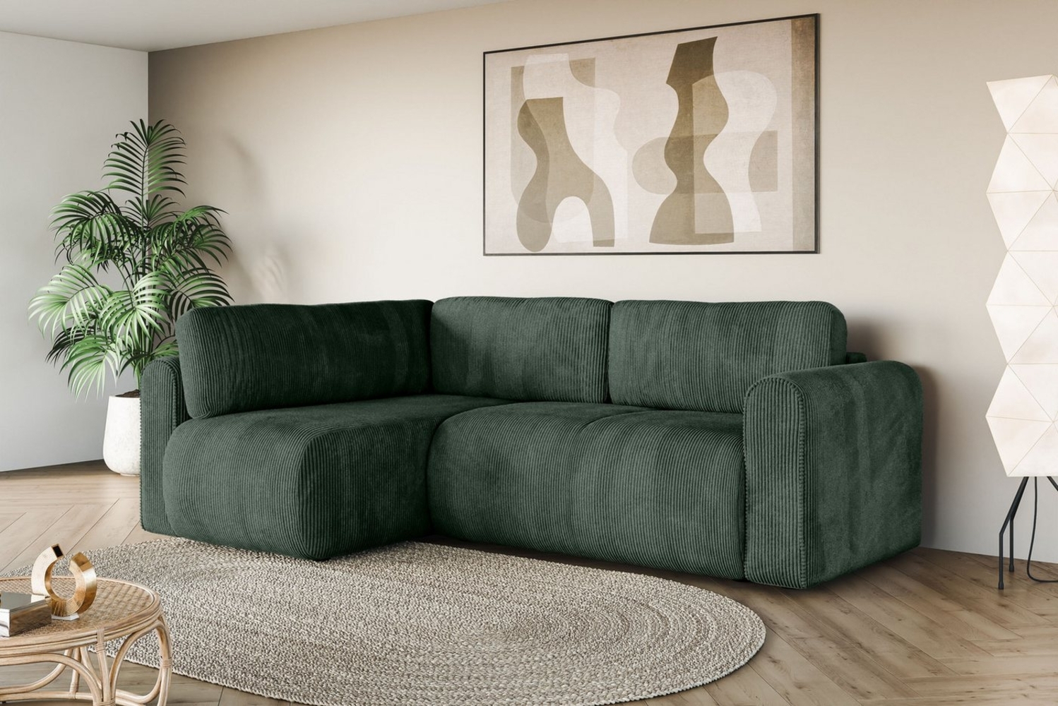 INOSIGN Ecksofa Ecksofa Zacharia wahlweise mit Bettfunktion, BxTxH 250 x 166 x 86 cm, L-Form mit Wellenunterfederung, Recamiere beidseitig montierbar Bild 1