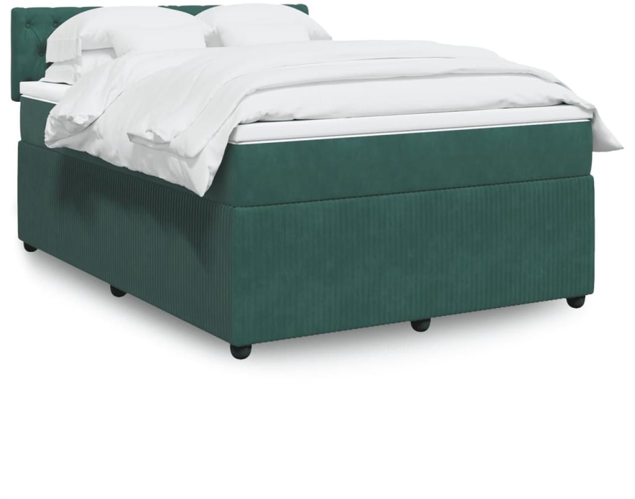 vidaXL Boxspringbett mit Matratze Dunkelgrün 160x200 cm Samt 3287791 Bild 1