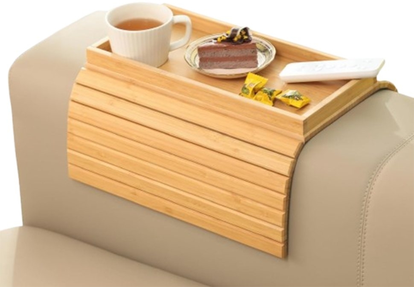 Auledio Tablett Bambus rutschfestes Sofa-Tablett - Faltbares Aufbewahrungstablett, (Größe:45.7x33.5cm), Faltbar,Rutschfest Bild 1