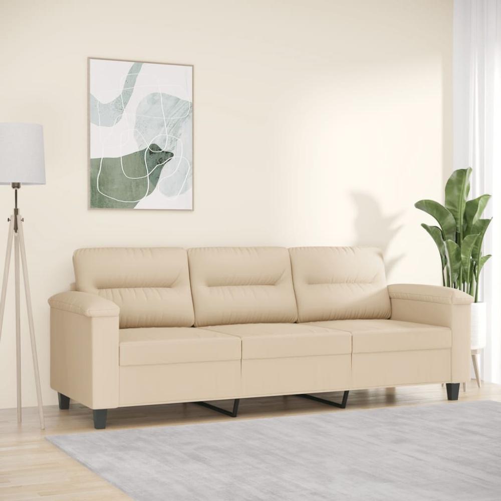 vidaXL 3-Sitzer-Sofa Creme 180 cm Mikrofasergewebe 359571 Bild 1