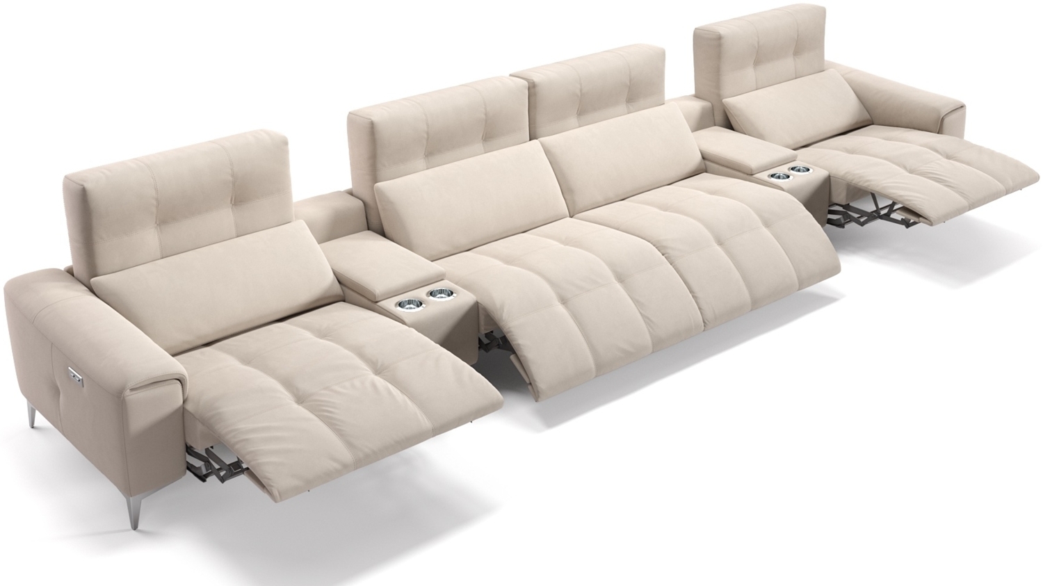 Sofanella SALENTO Kinocouch Kinosofa Viersitzer Stoffbezug in Creme XXL: 486 Breite x 100 Tiefe Bild 1