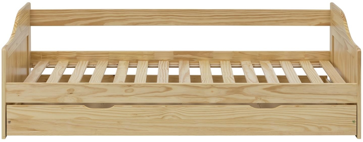 Bett Kiefer massiv Natur lackiert 1 Schublade 2 Lattenroste Bild 1