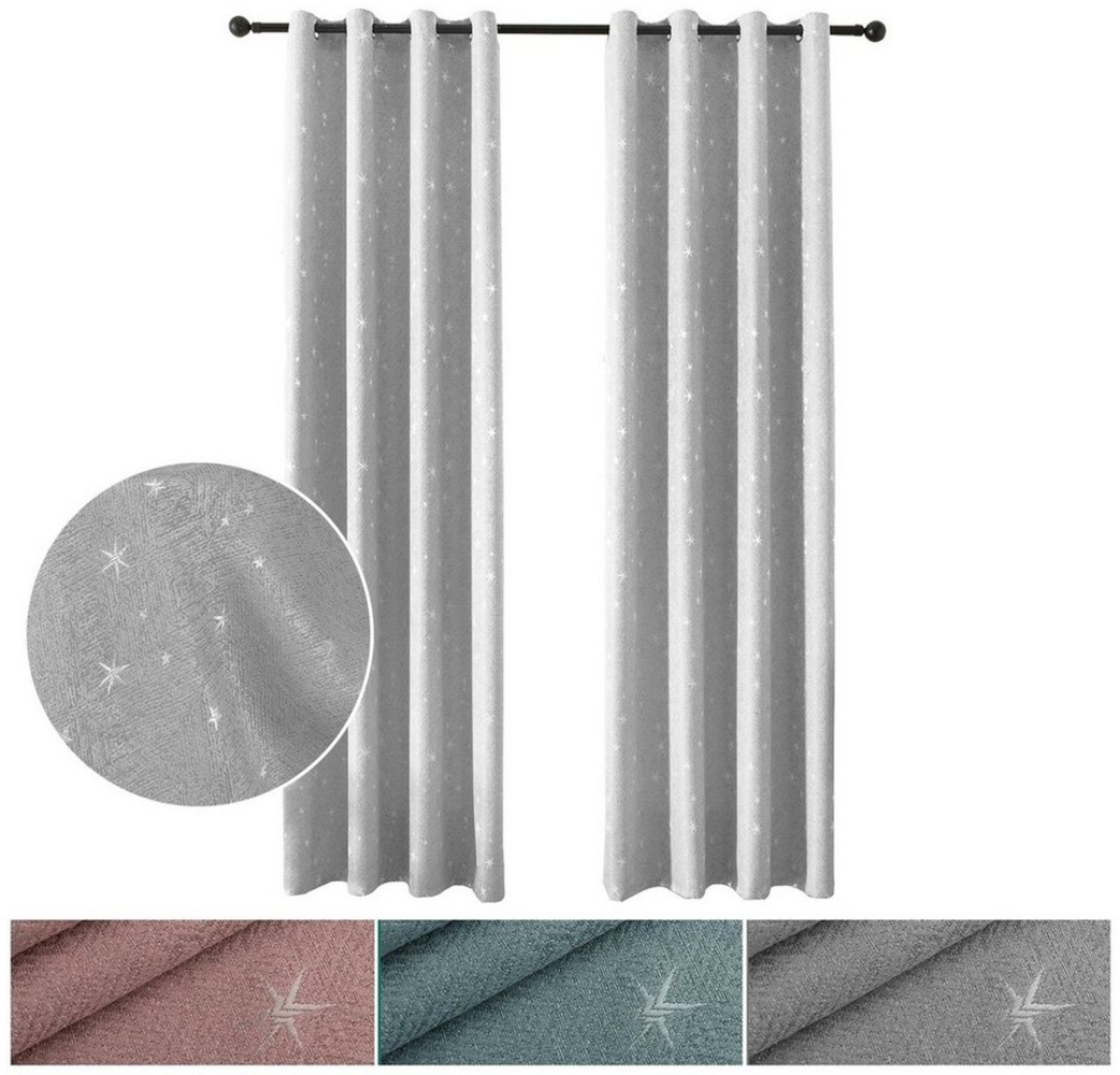 BTTO V&G Vorhang Gardine Sternen, Vorhang Ösen, Transparent/80 % Verdunkelungsvorhänge, Wohnzimmer Schlafzimmer 132X160/132X213/132X244cm Bild 1