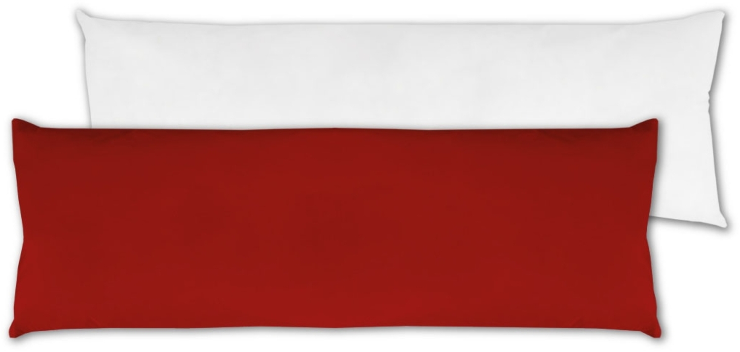 Seitenschläfer Kissenhülle Kissenfüllung Körperkissen, bequem und anschmiegsam in vielen verschiedenen Farben erhältlich (ca. 40x120cm + Kissenfüllung / rot - karminrot) Bild 1