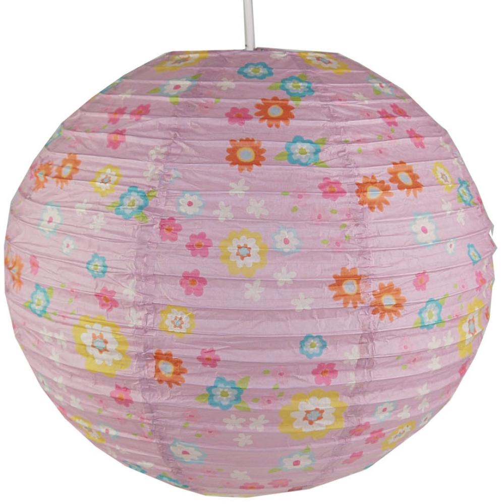 Kinder Papierlampe BLÜMCHEN Lampenschirm Ø40cm Pendelleuchte mit Aufhängung Bild 1