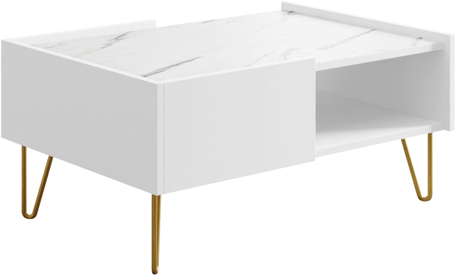 Couchtisch Madaris White L97 (Farbe: Weiß / Weiß + Marmor Bianco) Bild 1