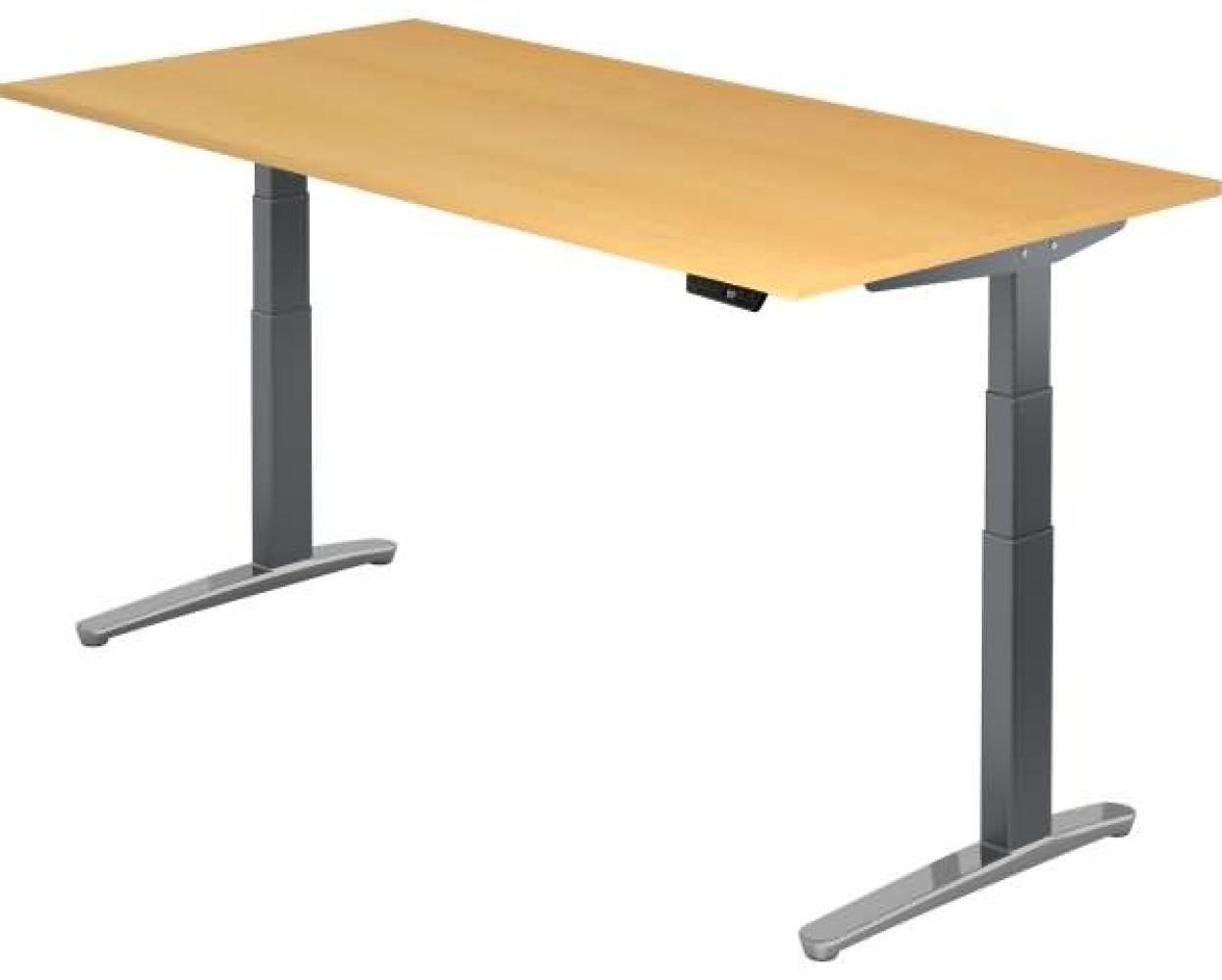 'XBHM2E' Sitz-Steh-Schreibtisch elektrisch 200x100cm Buche Graphit, poliert Bild 1