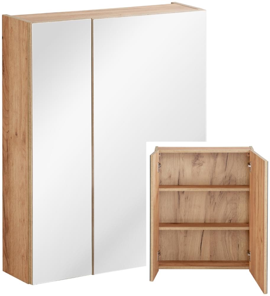 Badezimmer Spiegelschrank 60cm TOSKANA-56 in Wotaneiche B/H/T ca. 60/75/16cm Bild 1