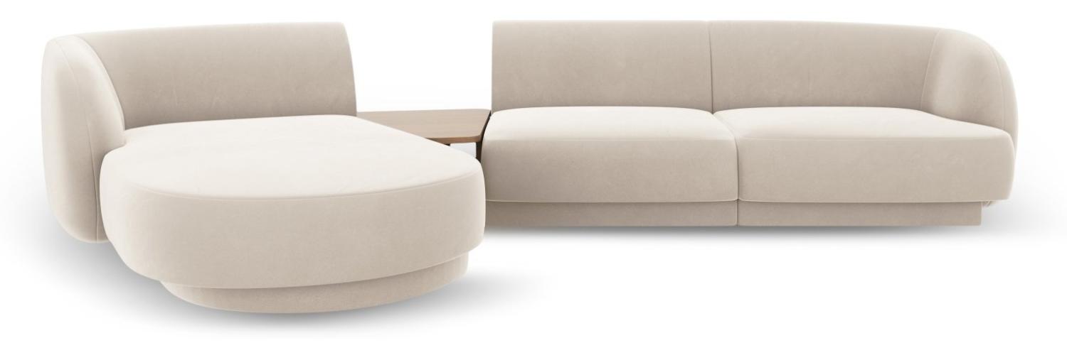 Micadoni Modulares Sofa Miley mit Recamiere 3-Sitzer Links Samtstoff Helles Beige Bild 1