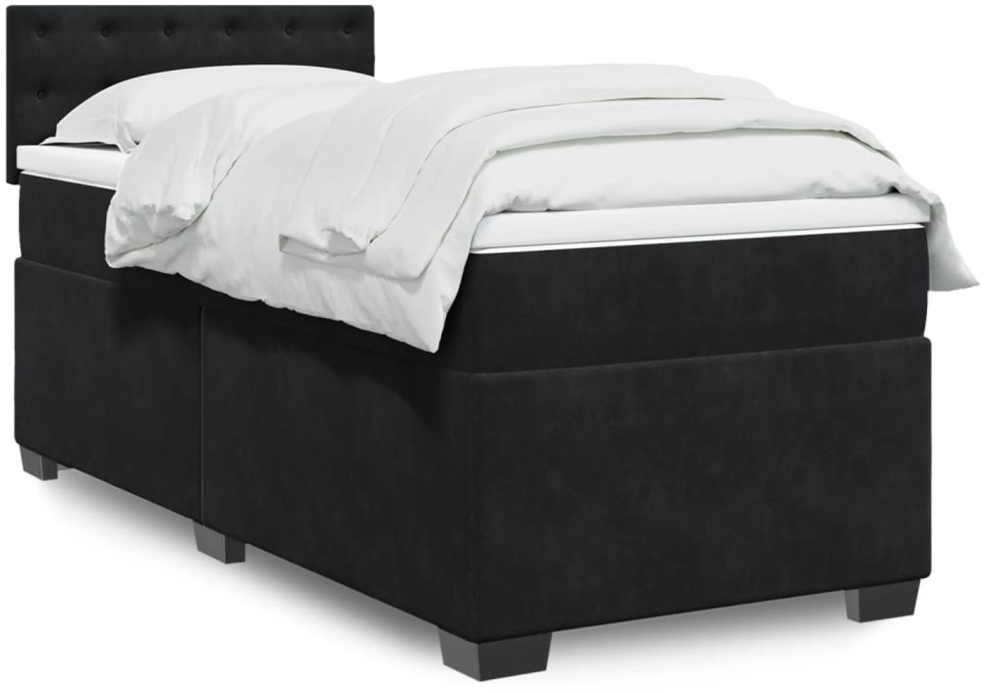 vidaXL Boxspringbett mit Matratze Schwarz 90x190 cm Samt 3286188 Bild 1