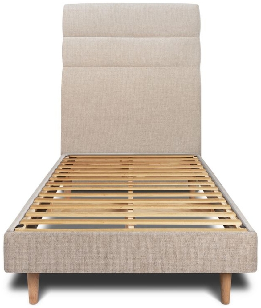Bett mit Kopfteil – Korbgeflecht-Canvas-Stoff - 90 x 190 cm Bild 1