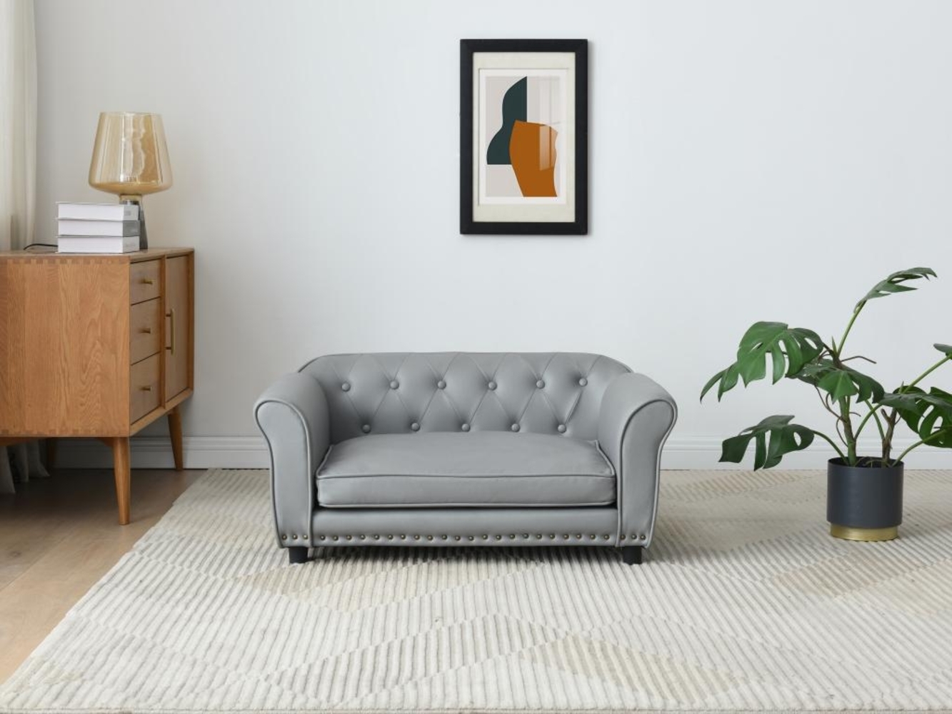 Vente-unique - Tiersofa - 94 x 65 x 42 cm - Kunstleder - Grau - GALIAMA Bild 1