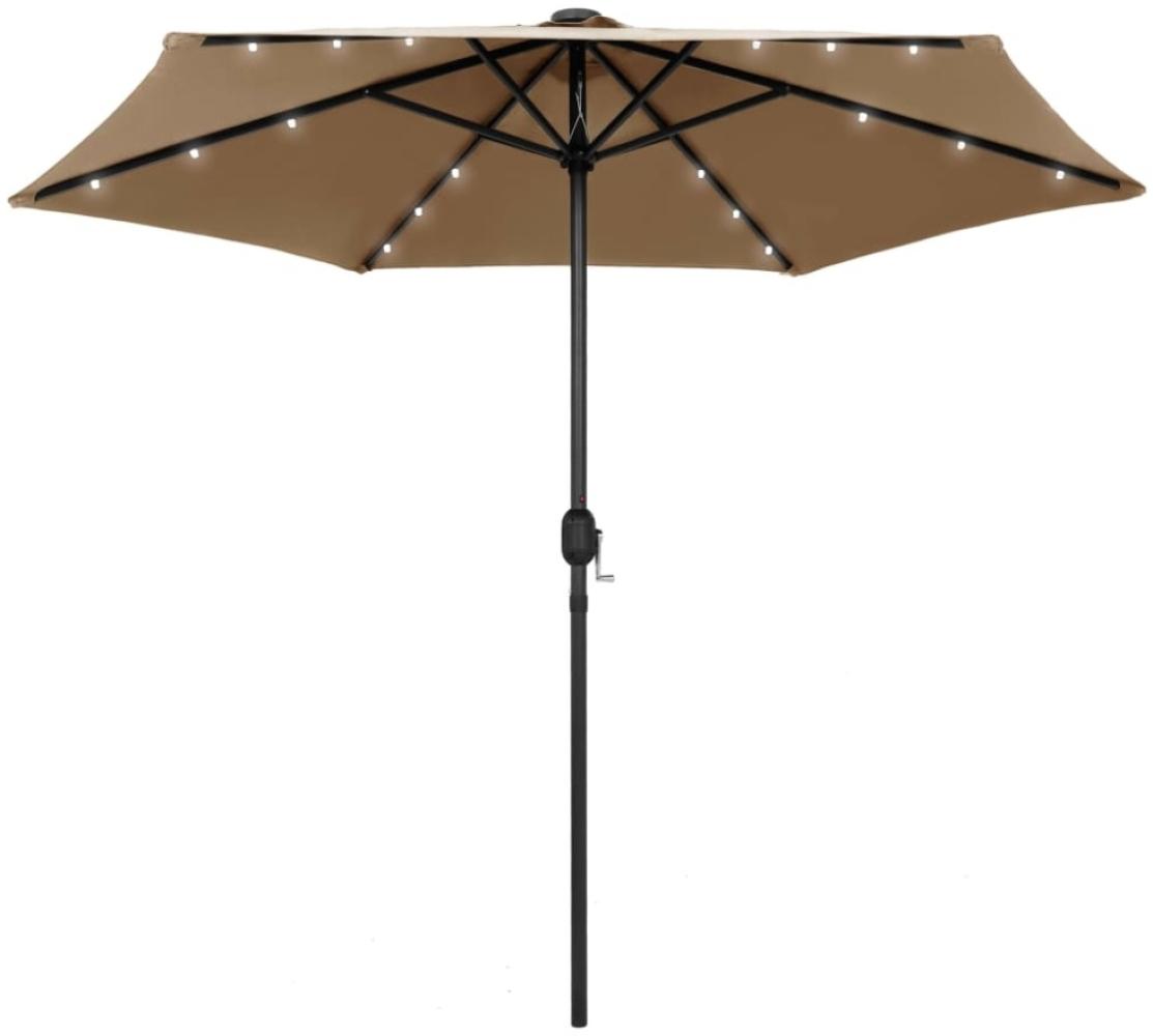 vidaXL Sonnenschirm mit LED-Beleuchtung und Alu-Mast 270 cm Taupe 47355 Bild 1