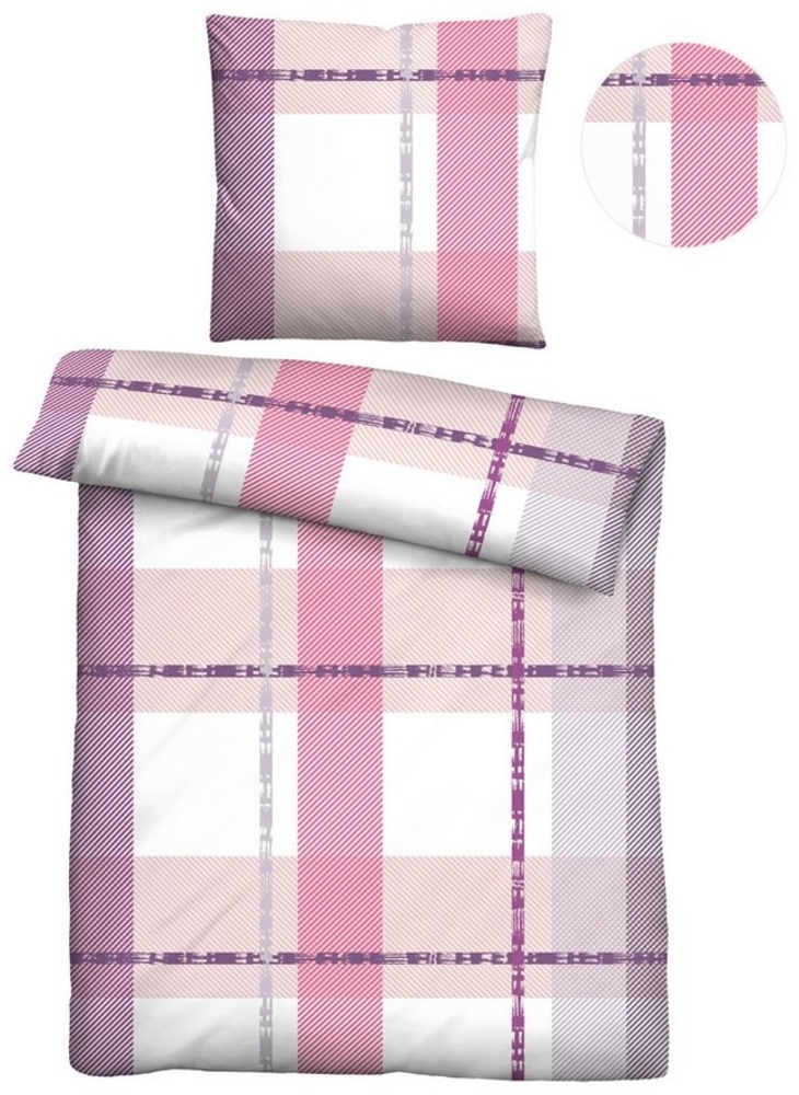 Traumhaft schlafen - Castell - Markenbettwäsche Baumwoll Renforce Bettwäsche 0040746 KARO, brombeer, 1x 135x200 cm + 1x 80x80 cm Bild 1