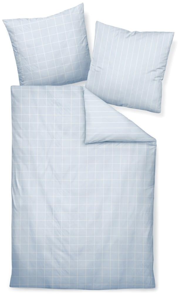 Janine Mako Satin Bettwäsche 2 teilig Bettbezug 155x200 cm Kopfkissenbezug 80x80 cm Modernclassic 39025-32 perlblau Bild 1