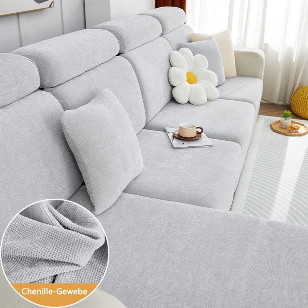 Coonoor Sofahusse Sofabezug Ecksofa L Form Stretch Chenille Sofa, Überzug Universal Couchbezug Bild 1