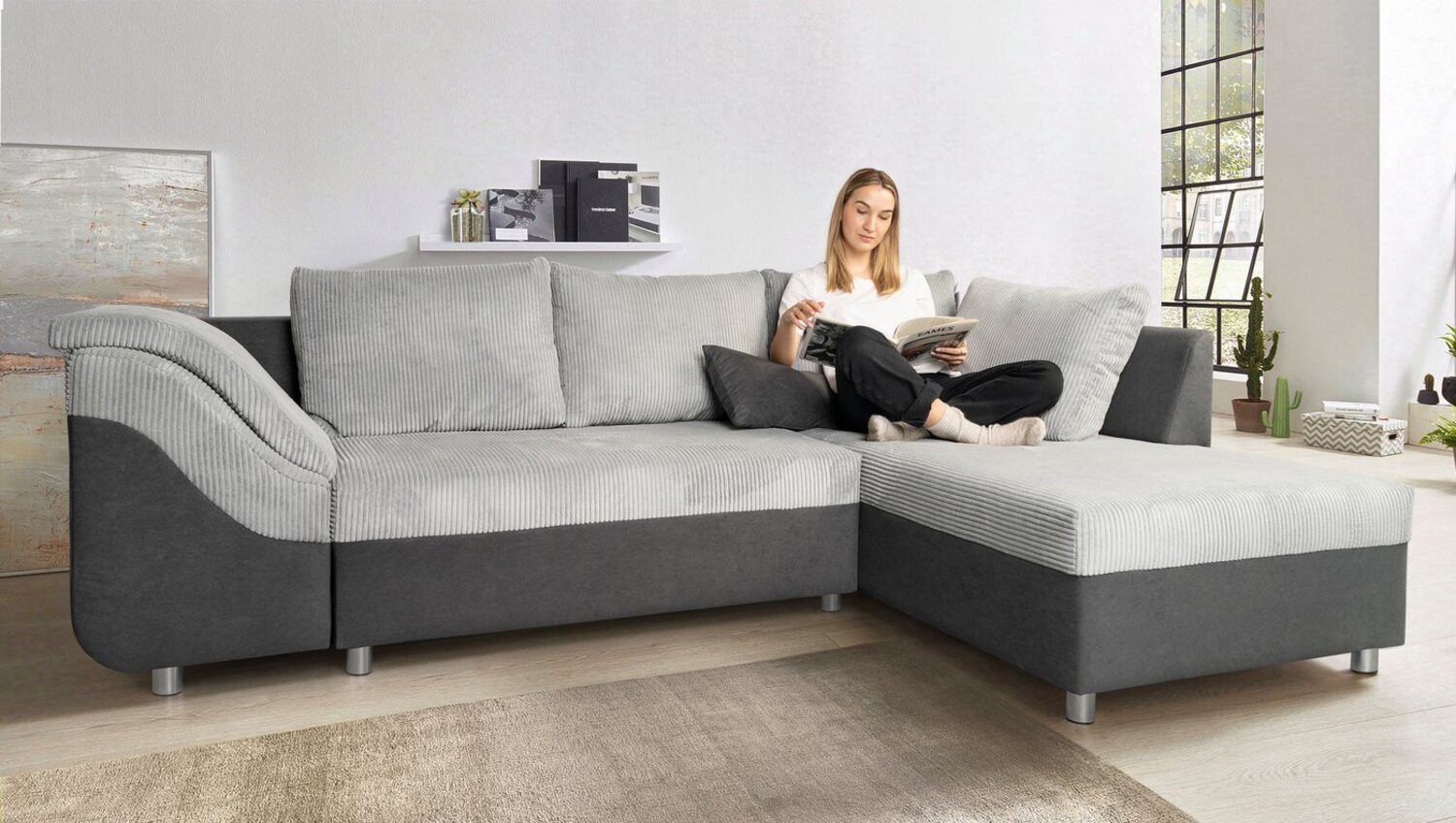 COLLECTION AB Ecksofa Sally L-Form, mit und ohne Bettfunktion, inklusive loser Rücken- und Zierkissen Bild 1