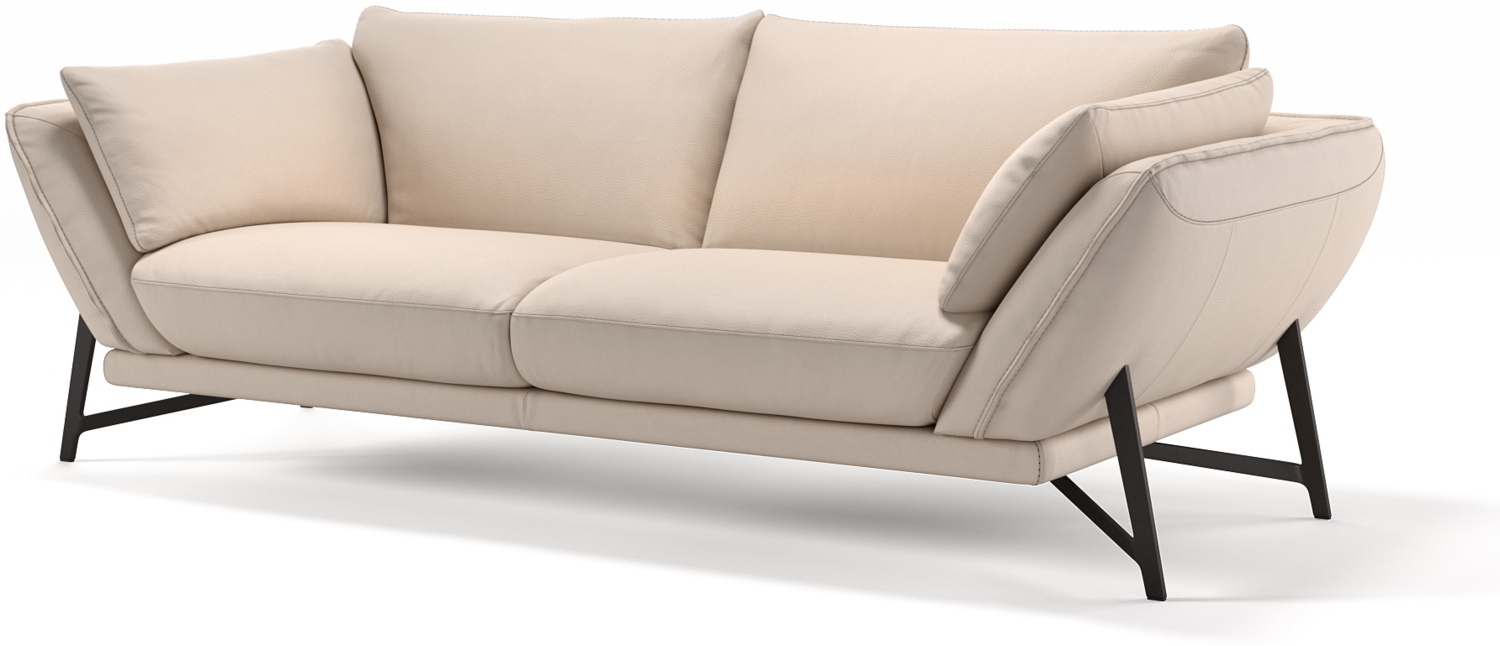 Sofanella 3-Sitzer ESTELLA Ledersofa italienisch Ledercouch in Creme M: 226 Breite x 99 Tiefe Bild 1