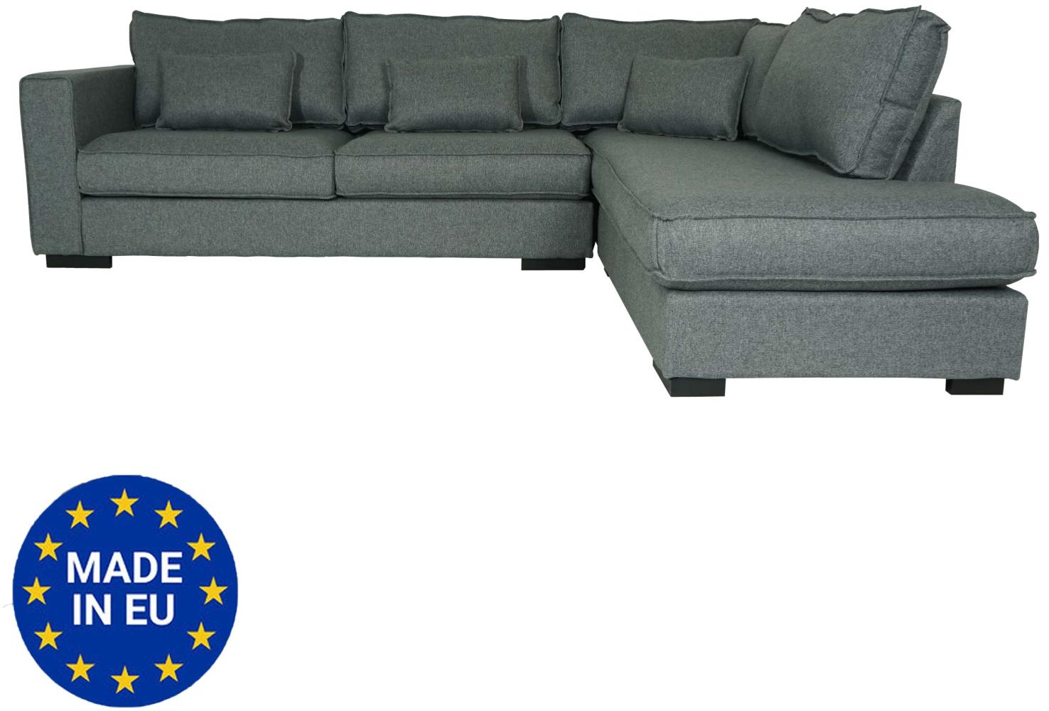 Ecksofa HWC-J58, Couch Sofa mit Ottomane rechts, Made in EU, wasserabweisend 295cm ~ Stoff/Textil grau Bild 1