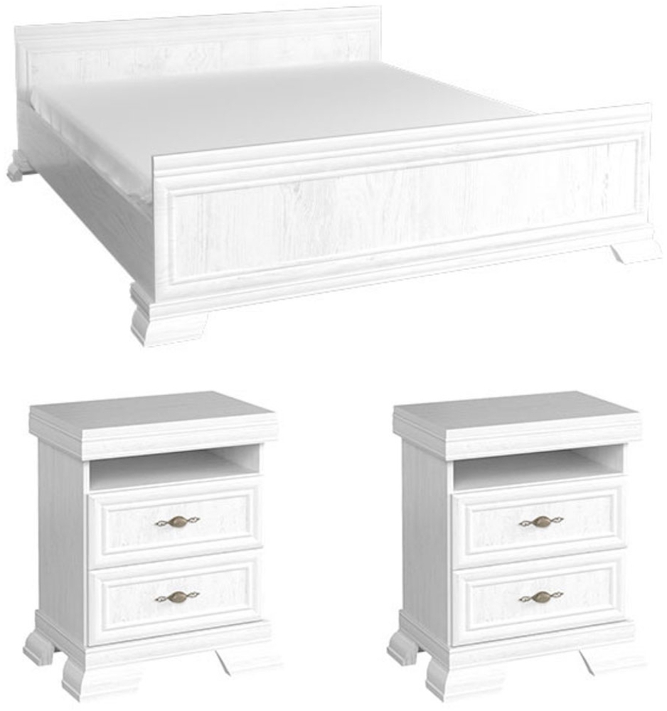 Bettanlage Kora 5-tlg Doppelbett Nachttische 180x200cm mit Lattenrost andersen pinie rustikal Bild 1