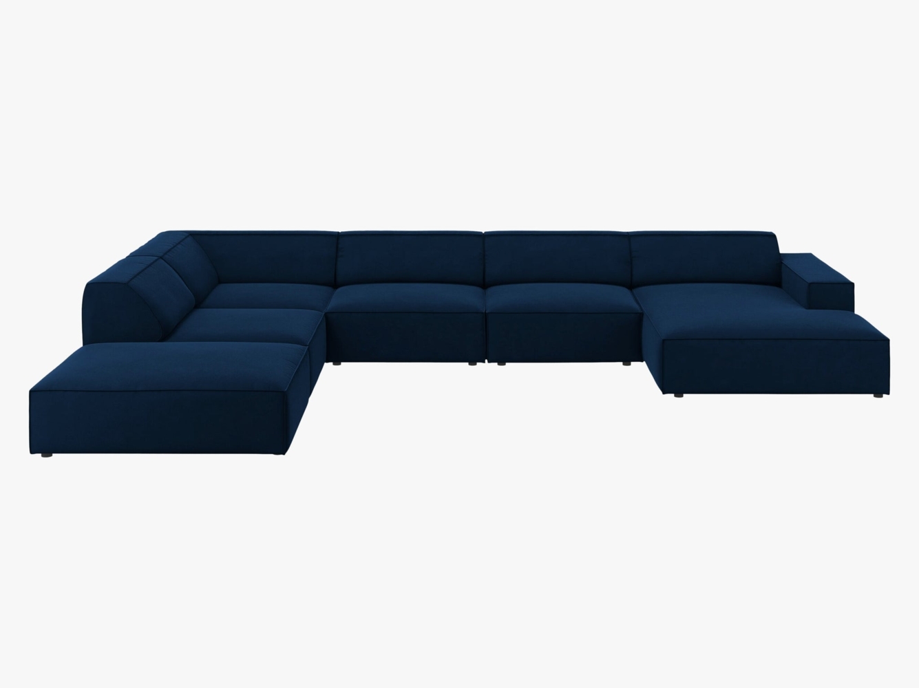 Micadoni 7-Sitzer Samtstoff Panorama Ecke links Sofa Jodie | Beinfarbe Black Plastic, Königsblau Bild 1