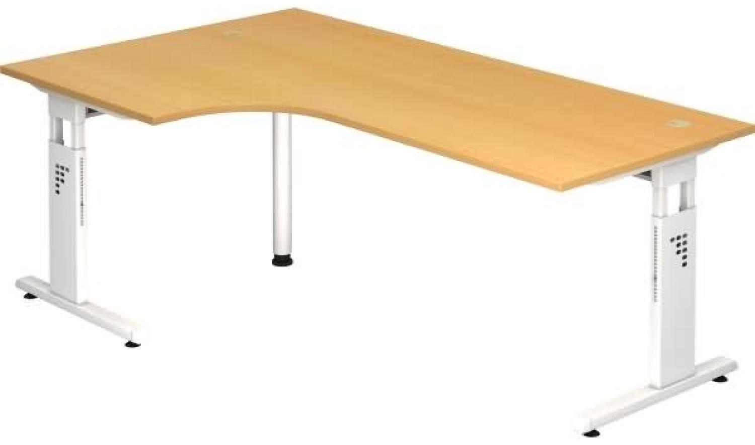 Winkeltisch OS82 C-Fuß 200x120cm 90° Buche Gestellfarbe: Weiß Bild 1