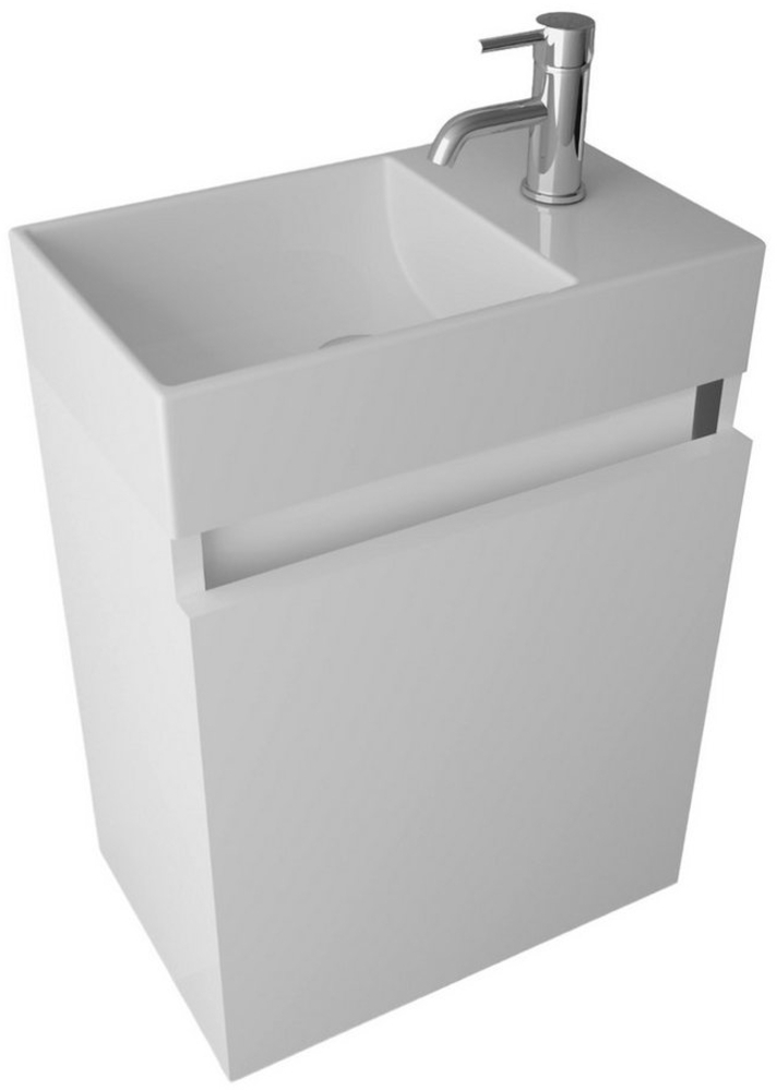 Alpenberger Badmöbel-Set Gäste WC Waschbecken mit Unterschrank - Badschrank Hängend, (2-tlg. Waschtisch Set Weiß, Waschbeckenunterschrank mit Softclose), Waschplätze für Kleine Bäder - Badschrank Hängend und Vormontiert Bild 1