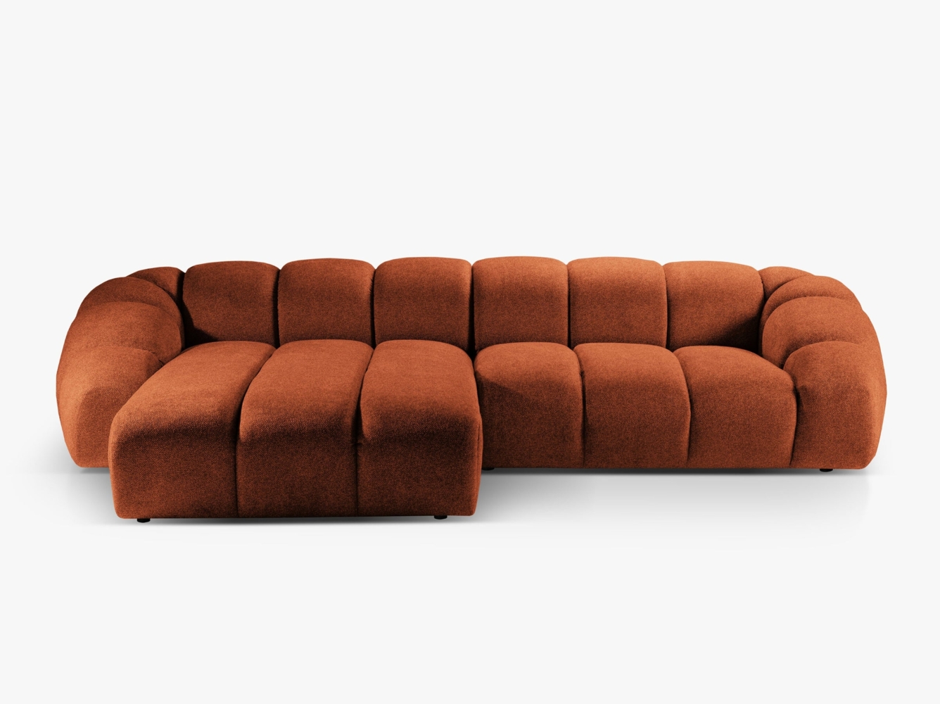 Micadoni Ecksofa Links Diana 4-Sitzer Links Strukturierter Samtstoff Terrakotta Bild 1