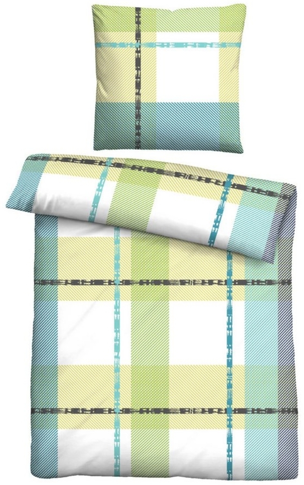 Traumhaft schlafen - Castell - Markenbettwäsche Mikrofaser Bettwäsche 0560746 KARO, apfelgrün, 1x 135x200 cm + 1x 80x80 cm Bild 1