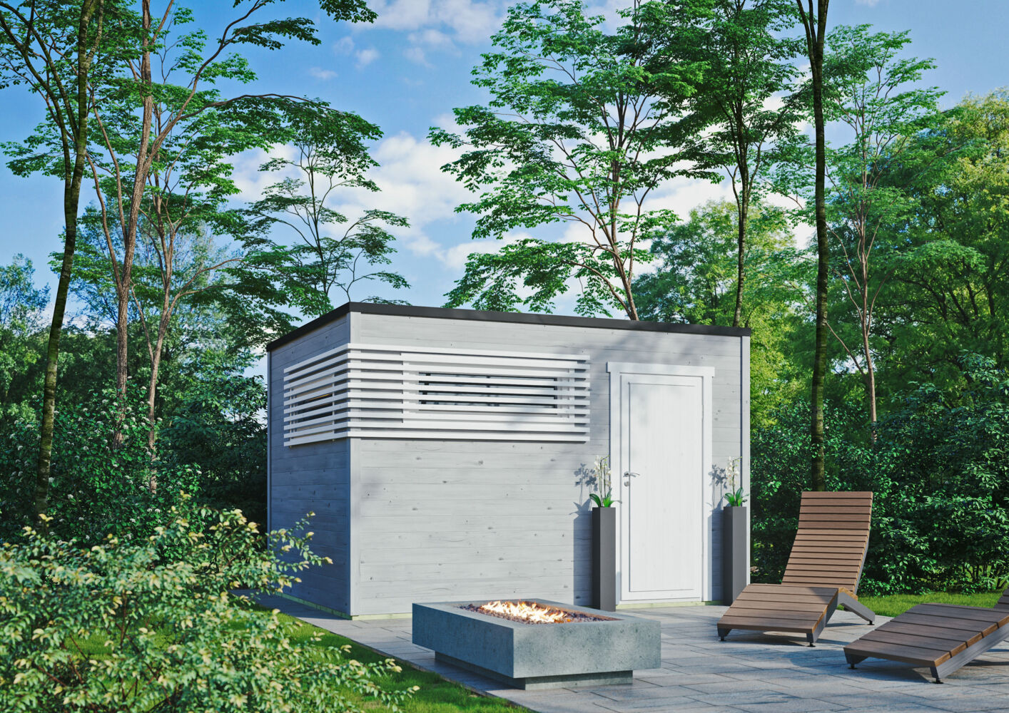 Gartenhaus Q-BIC Modern 44 C Lichtgrau Bild 1