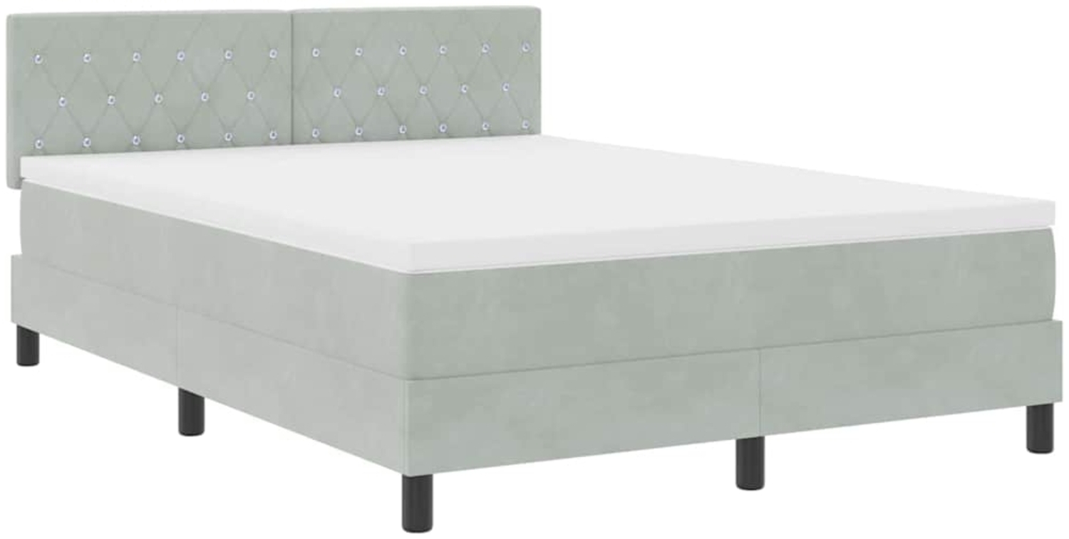 vidaXL Boxspringbett mit Matratze Hellgrau 140 x 200 cm Stoff 3339110 Bild 1