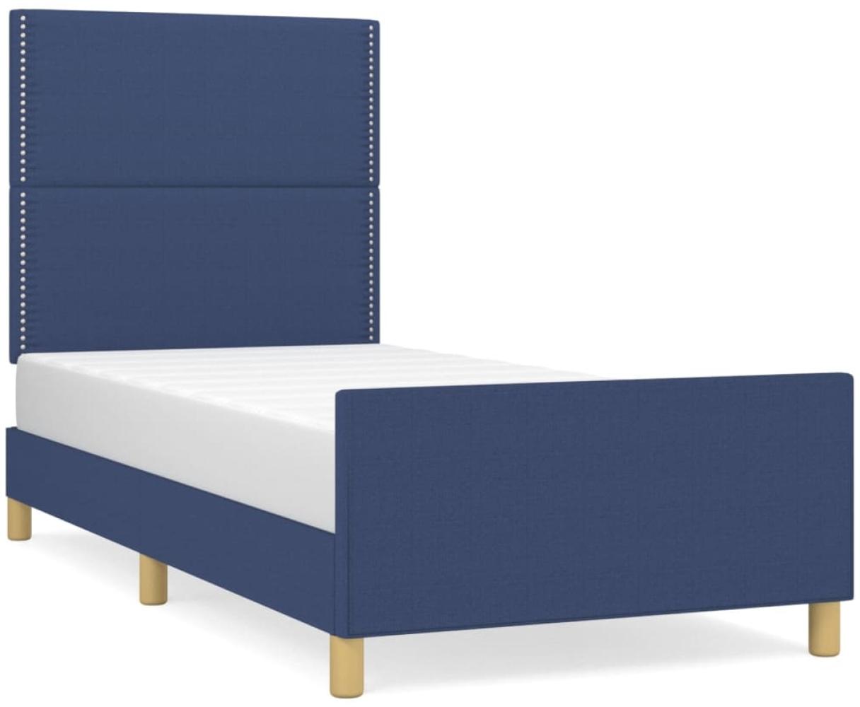 vidaXL Bettgestell ohne Matratze Blau 90x190 cm Stoff 3124942 Bild 1