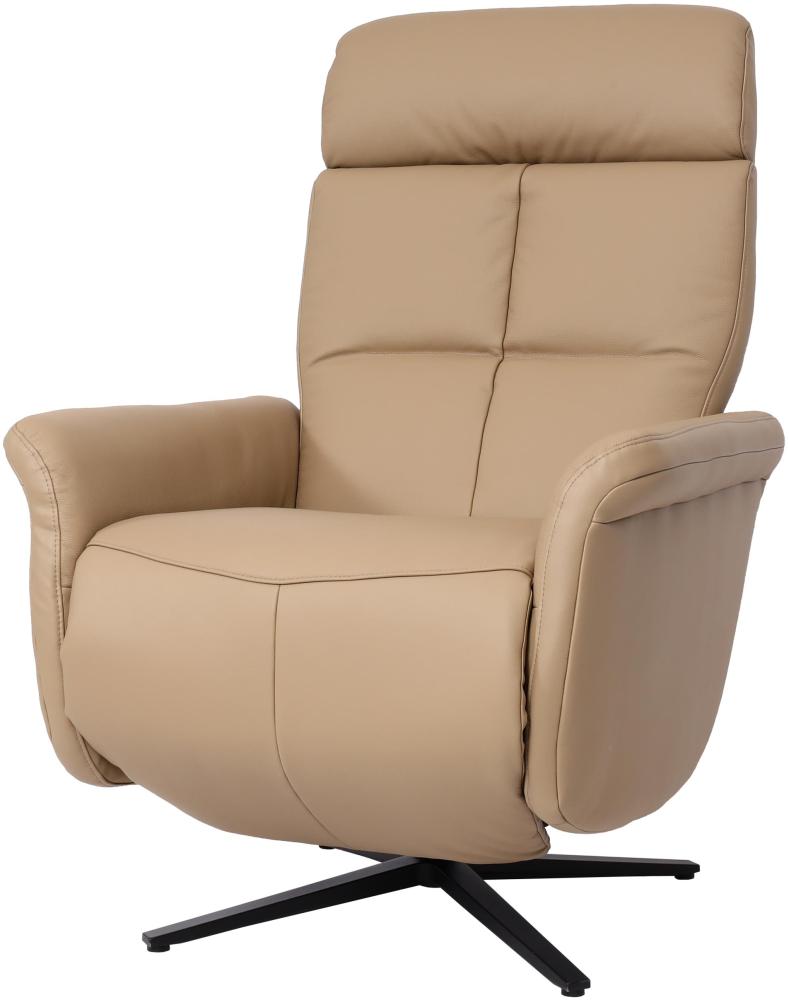 Relaxsessel HWC-L10, Design Fernsehsessel TV-Sessel Liegesessel, Liegefunktion drehbar, Voll-Leder ~ taupe Bild 1