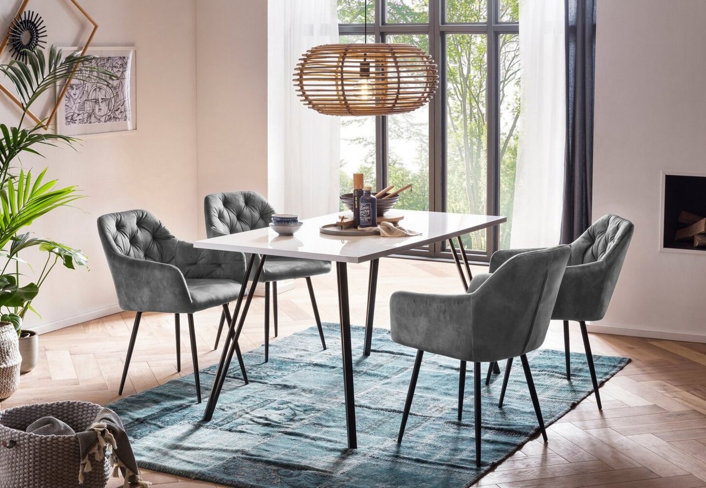 HELA Essgruppe Jenn, (5-tlg), Tisch Hochglanz, 4 Stühle BESTSELLER, Esszimmer Gruppe Bild 1