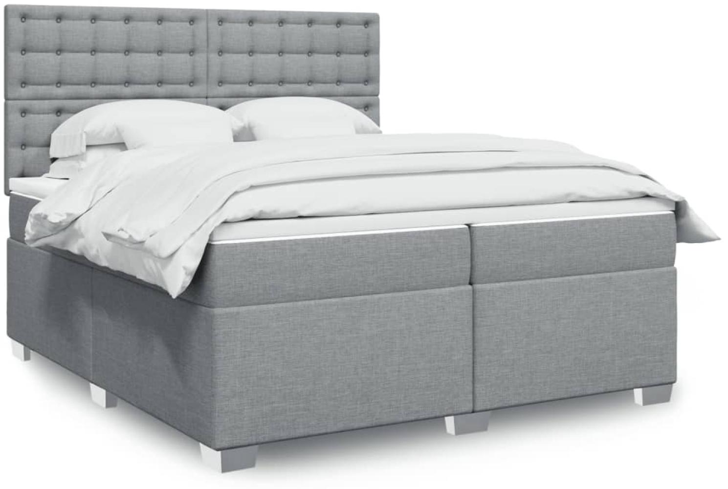 vidaXL Boxspringbett mit Matratze Hellgrau 200x200 cm Stoff 3292909 Bild 1