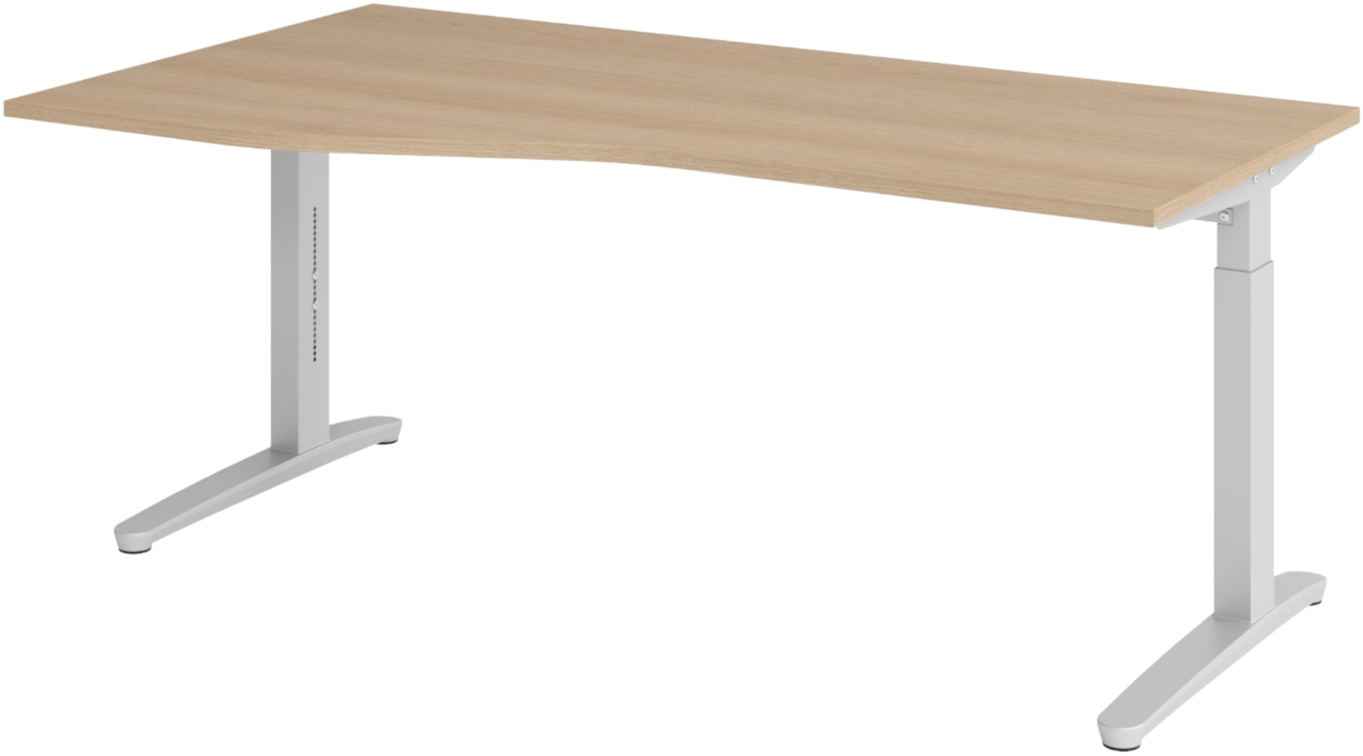 bümö Schreibtisch höhenverstellbar 180x100 cm in Eiche, Metallgestell in silber - Bürotisch groß, höhenverstellbarer Büroschreibtisch, Computertisch & PC Tisch Büro, X18-E-SS Bild 1