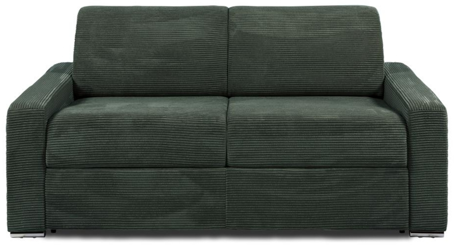 Vente-unique - Schlafsofa mit Matratze 3-Sitzer - Liegefläche Lattenrost mit breiten Latten 140 cm - Matratze 22 cm mit Memory Schaum - Cord - Grün - CALITO Bild 1