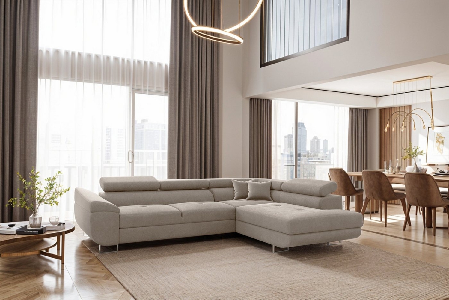 Kaiser Möbel Ecksofa FALIO L mit Schlaffunktion, modern für Wohn- und Schlafzimmer, Mit Schlaffunktion und Bettzeugablage Bild 1
