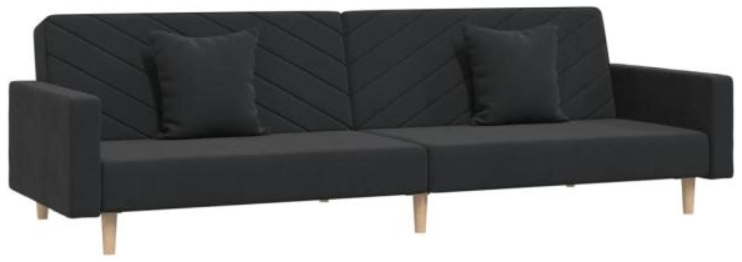 vidaXL Tagesbett 2-Sitzer mit 2 Kissen Schwarz Samt [337634] Bild 1