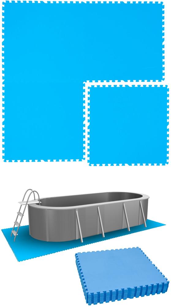 7,6m² Poolunterlage 12 Poolmatten 81x81cm in Blau Bild 1